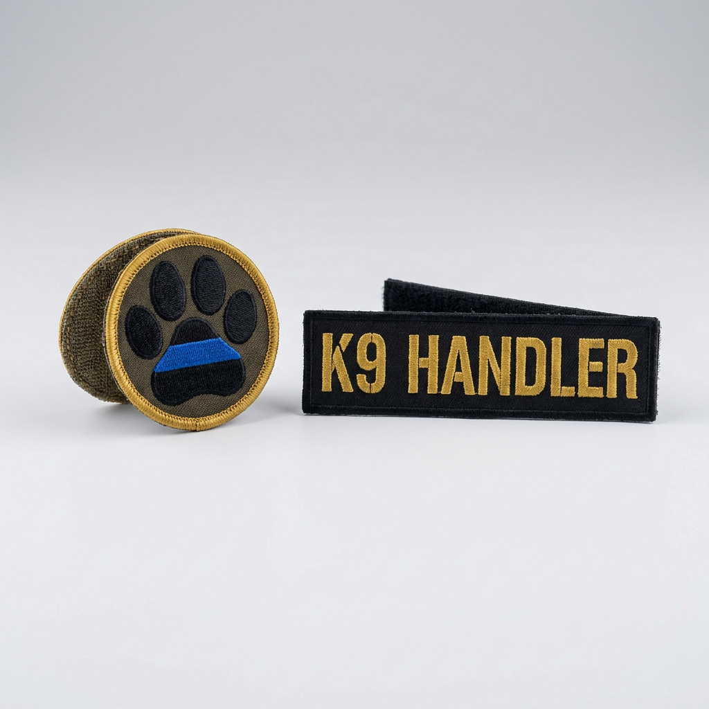 K9 Handler embroidered patch set