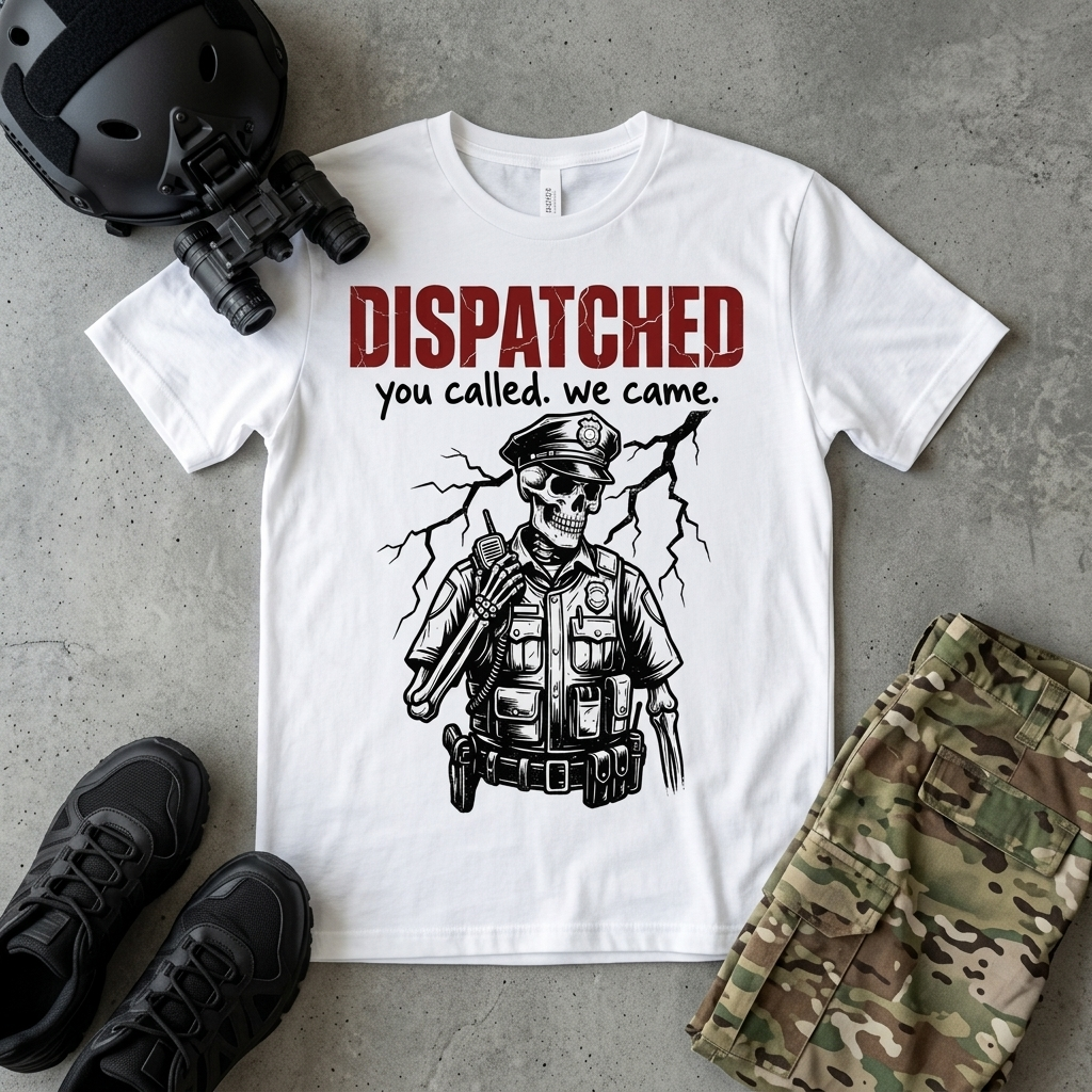 Dispatched tee, tactical dark art graphic