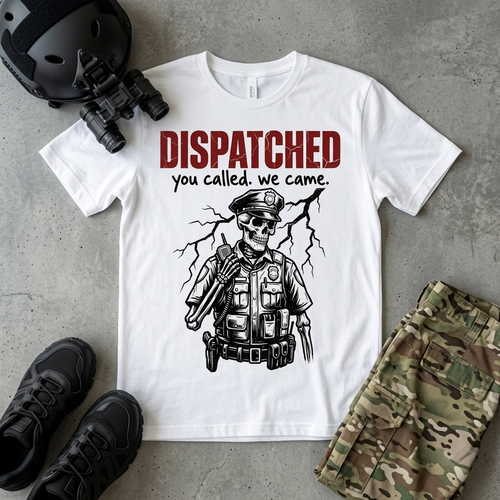 Dispatched tee, tactical dark art graphic