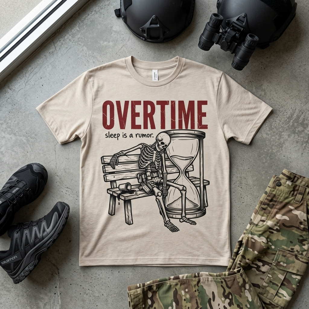 Overtime tee, tactical dark art graphic