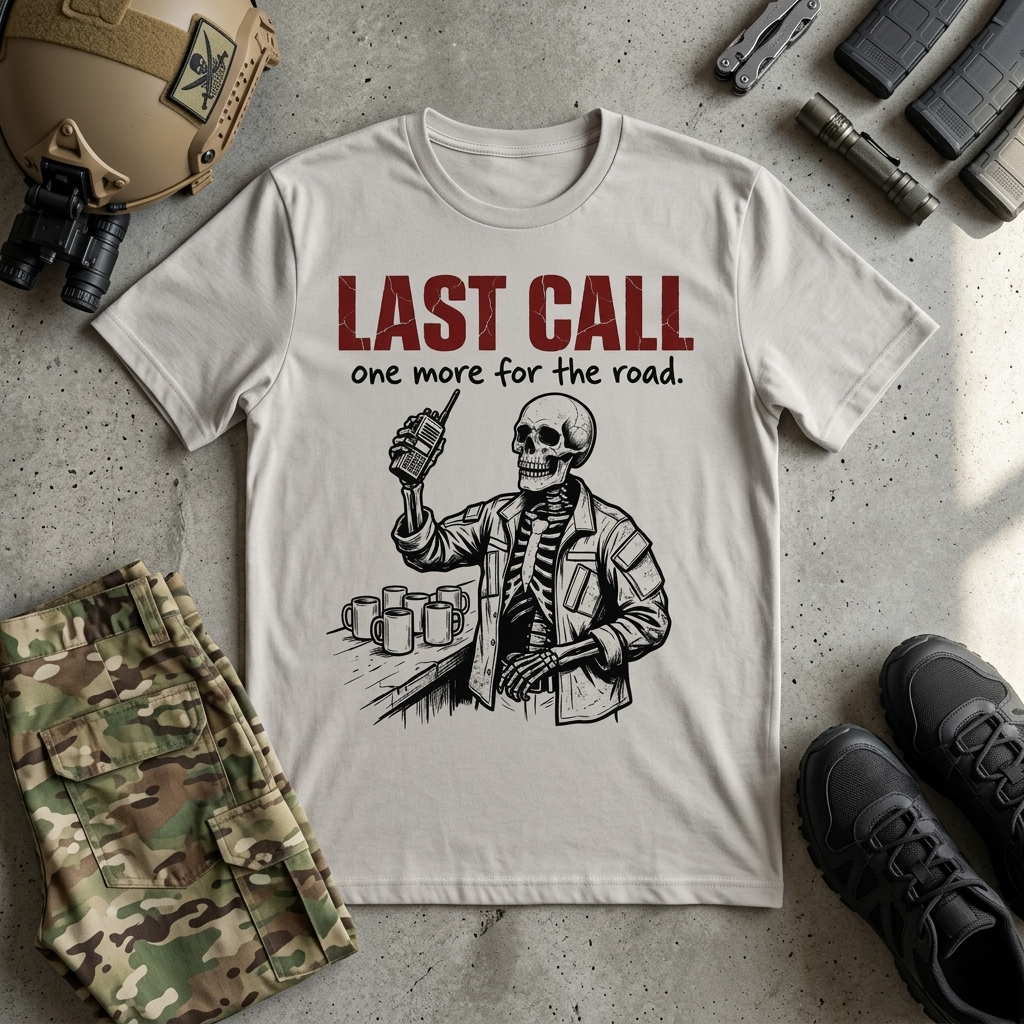Last Call tee, tactical dark art graphic