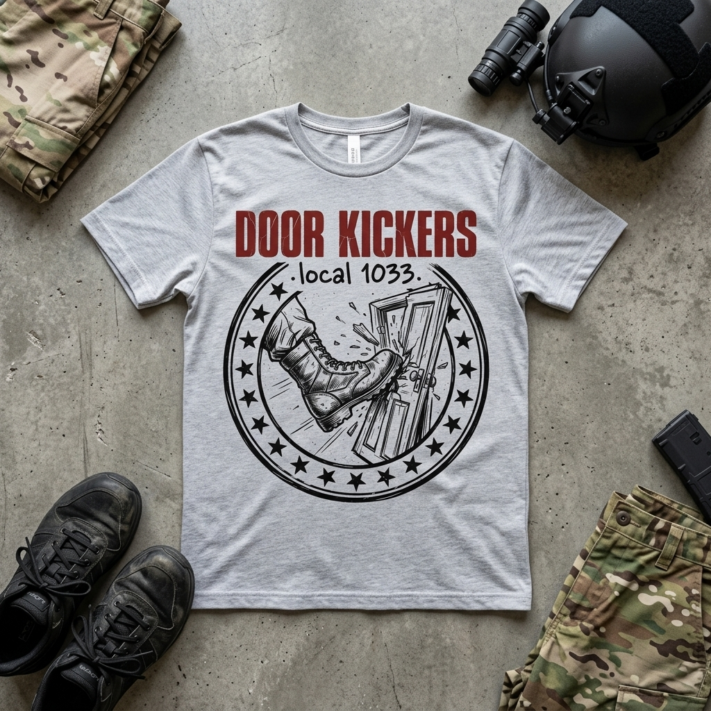 Door Kickers tee, tactical dark art graphic